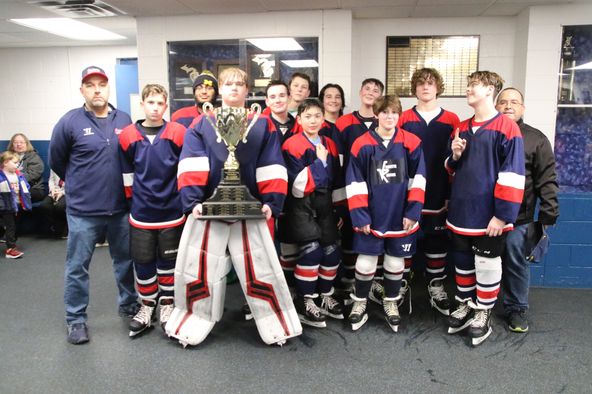 Team photo with the house championship trophy